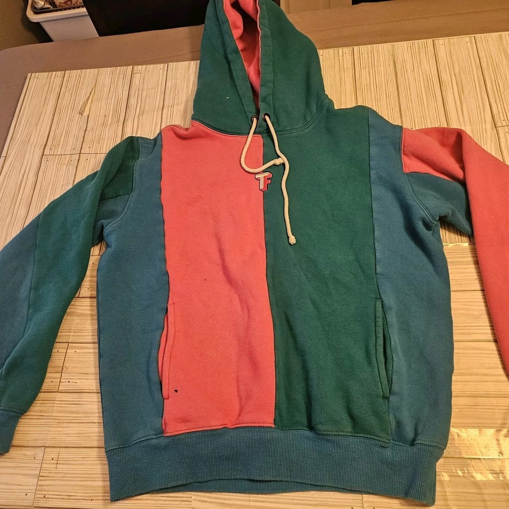 Teddy Fresh Sweatshirt Adult‎ Small Color Block Blue Pink Aqua Blue Hoodie